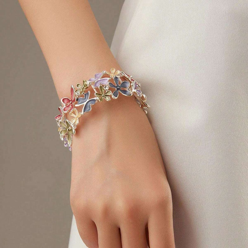 Buntes Schmetterlings-Blumen Armband