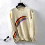 Lässiger Regenbogen-Strickpullover