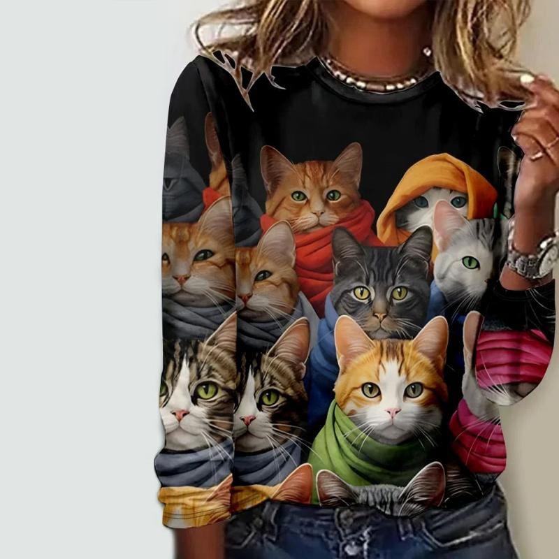 Kreatives T-Shirt Mit Katzen-Druck