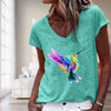 Lässiges T-Shirt Mit Vogel-Print