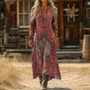 【Lange Ärmel】Vintage-Kleid Im Ethnischen Stil