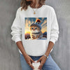 Lässiges Sweatshirt Mit Katzenmuster