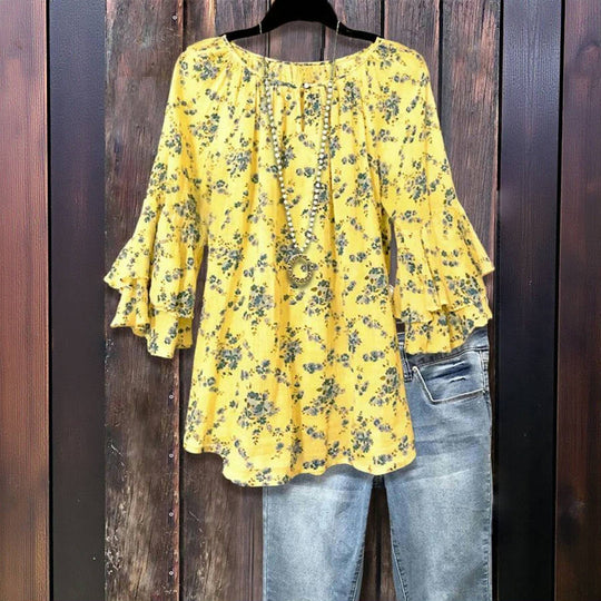 Floral Print Lace Patchwork T-Shirt