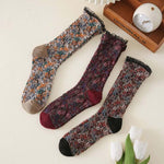 Vintage Blumen-Jacquard-Socken