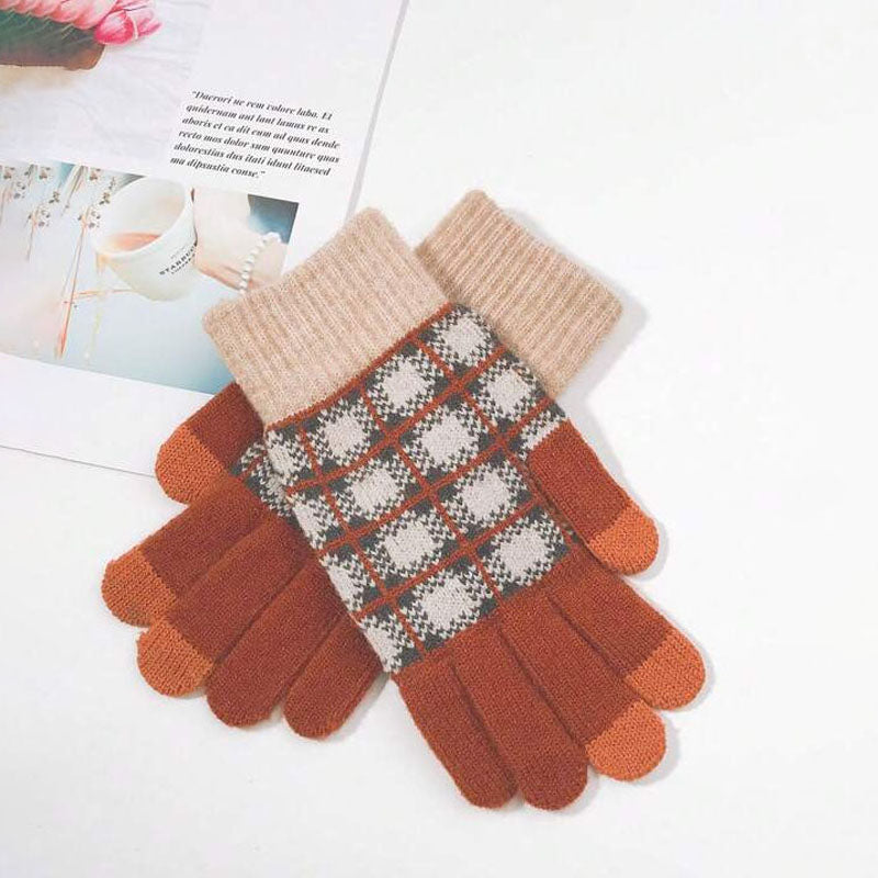Vintage Karierte Warme Handschuhe