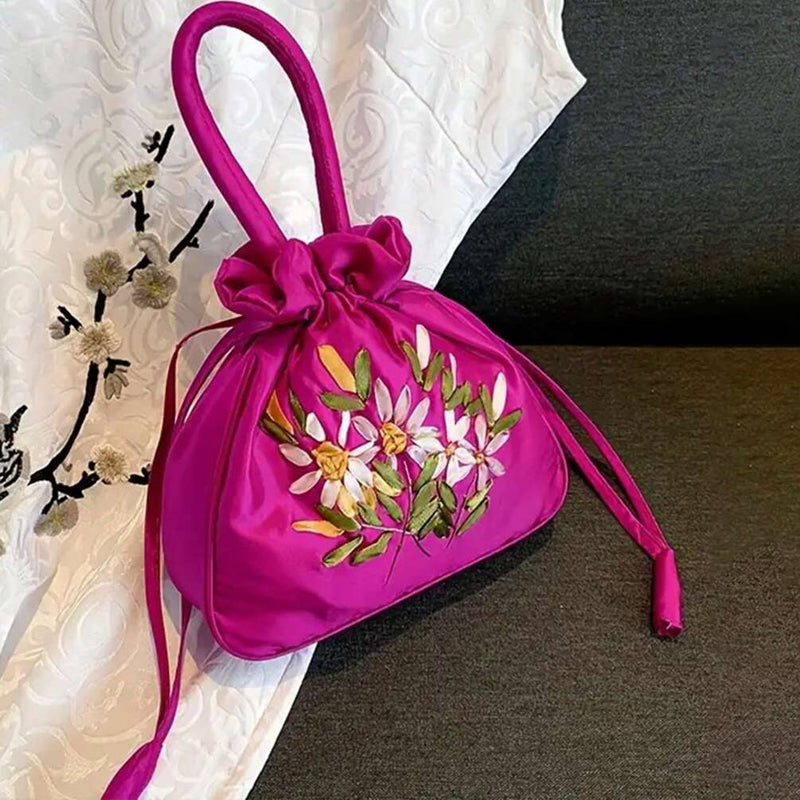Vintage Tasche Mit Blumenstickerei