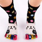 Cartoon-Katze-5-Finger-Socken