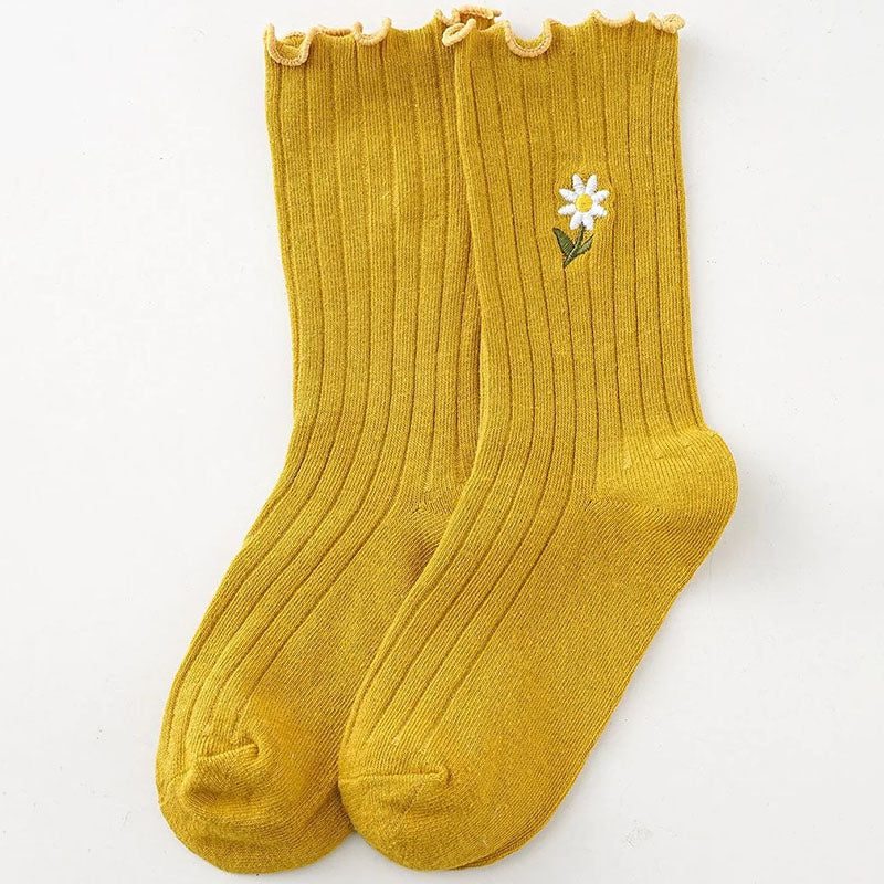 Lässige Socken Mit Blumenstickerei