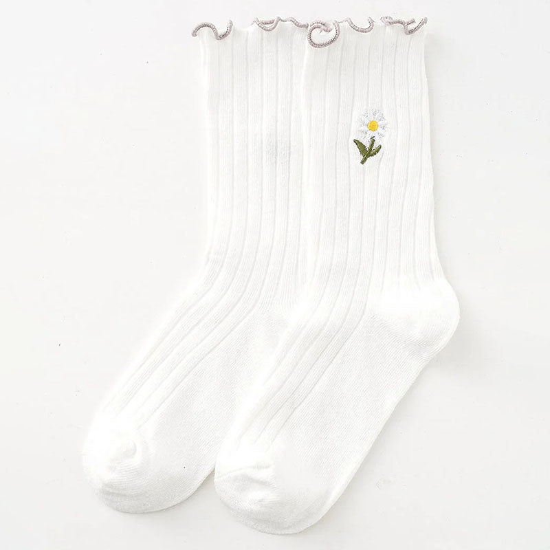 Lässige Socken Mit Blumenstickerei