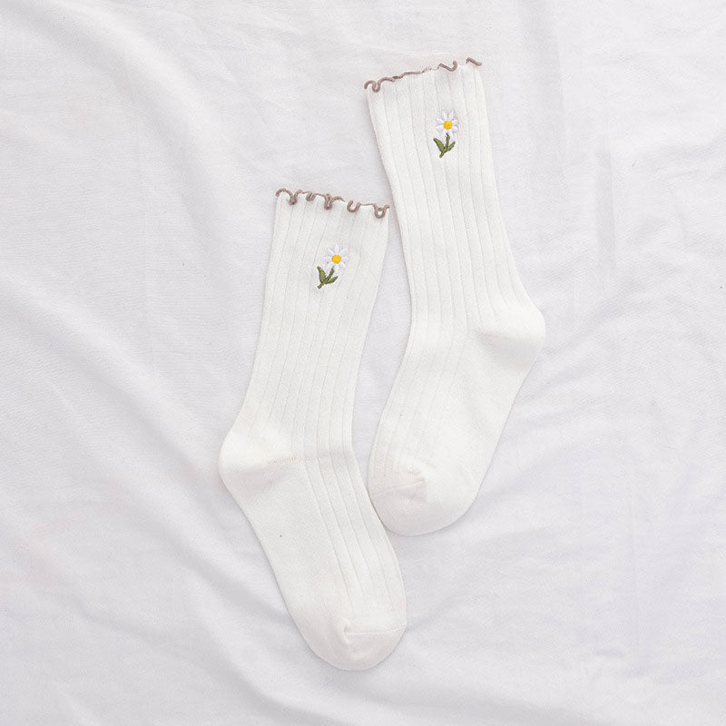 Lässige Socken Mit Blumenstickerei