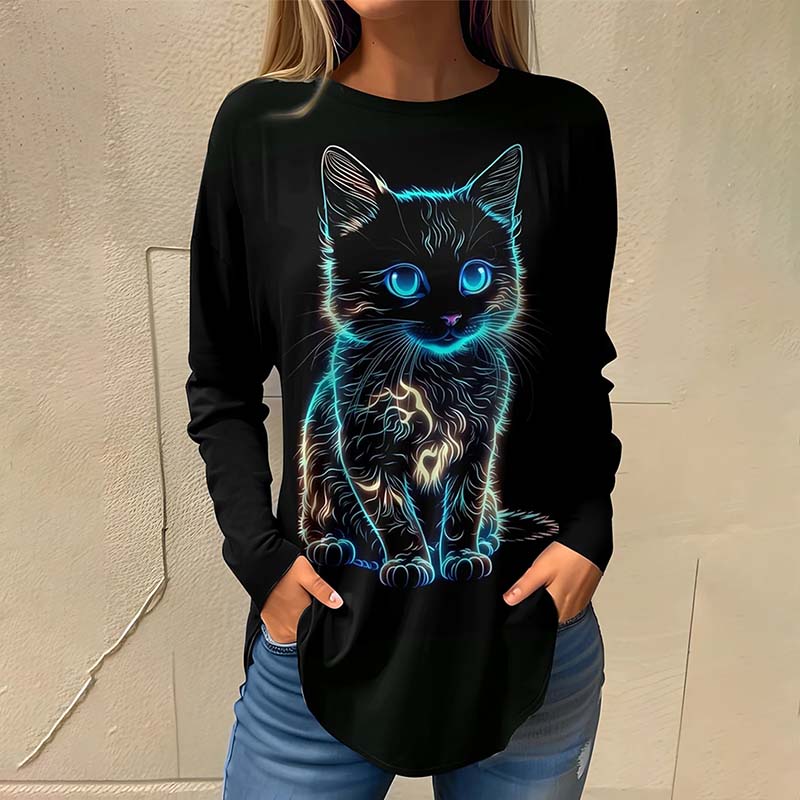 Kreatives T-Shirt Mit Katzen-Print