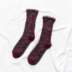 Vintage Blumen-Jacquard-Socken