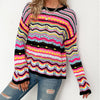 Bunt Gestreifter Strickpullover