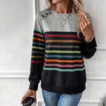 Lässiges Bunt Gestreiftes Sweatshirt