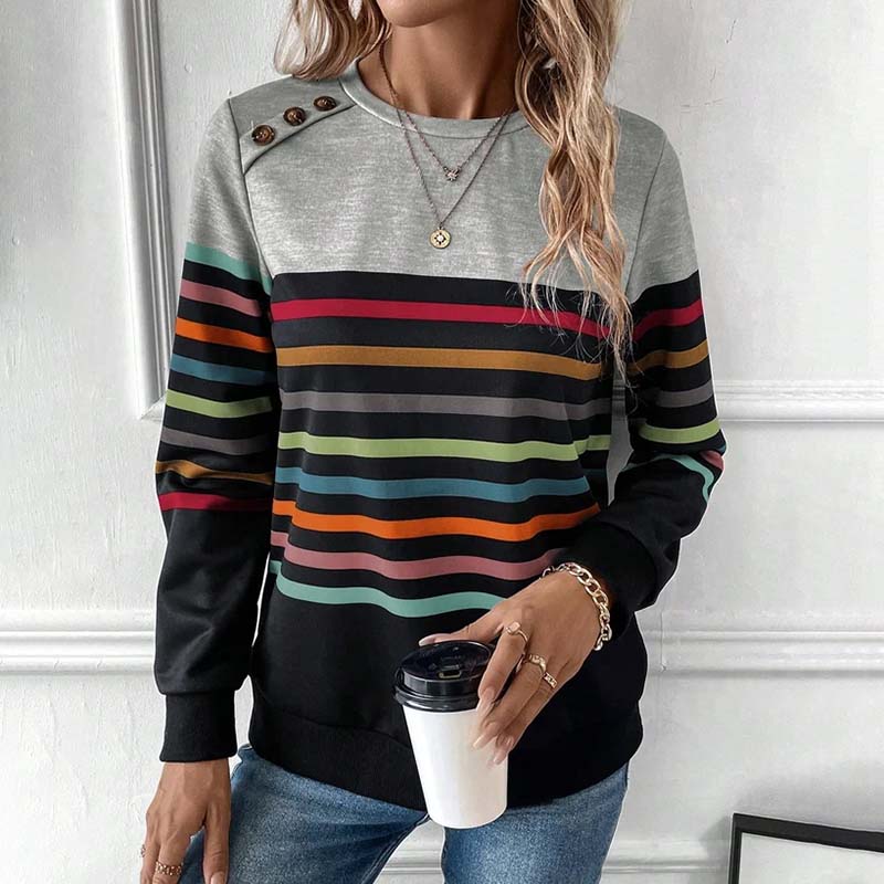 Lässiges Bunt Gestreiftes Sweatshirt