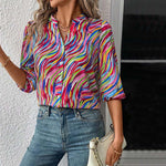 Bunte Bluse Mit Abstraktem Print