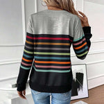 Lässiges Bunt Gestreiftes Sweatshirt