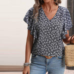 Vintage Lockere Blumenbluse