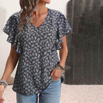 Vintage Lockere Blumenbluse