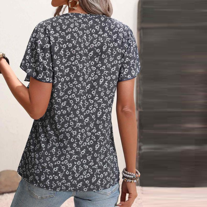 Vintage Lockere Blumenbluse