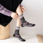 Vintage Blumen-Jacquard-Socken