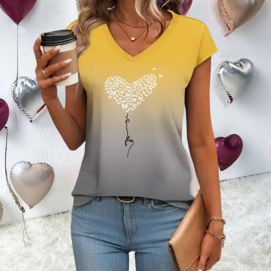 Lässiges T-Shirt Mit Blattdruck