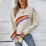 Lässiger Regenbogen-Strickpullover