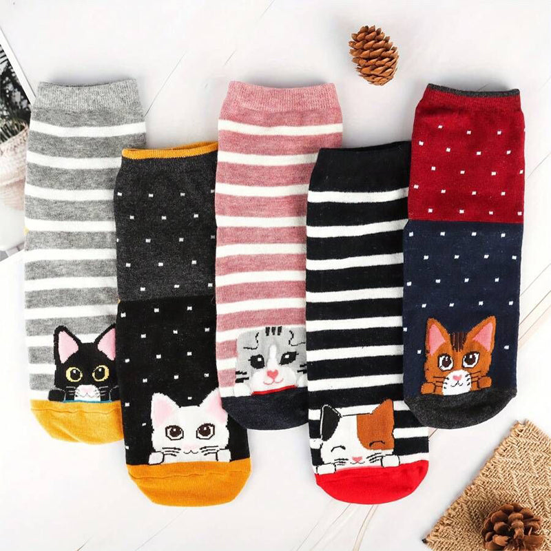 Socken Mit Cartoon-Katzen-Muster