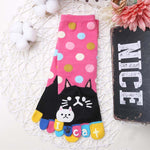 Cartoon-Katze-5-Finger-Socken