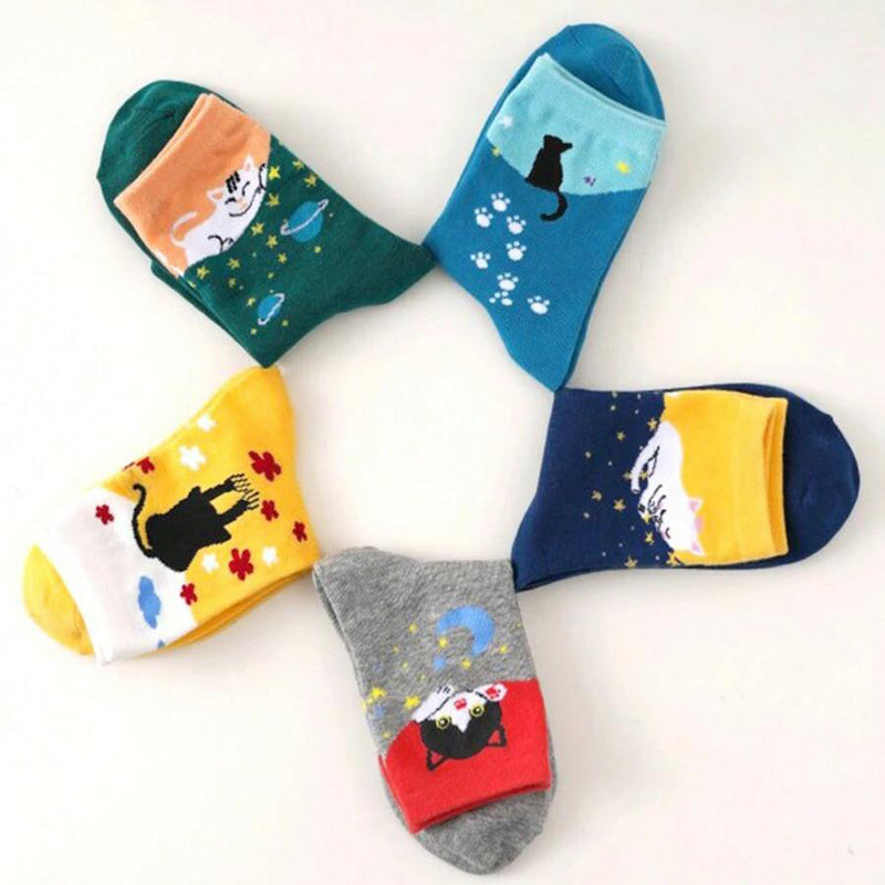 Socken Mit Cartoon-Katzen-Muster