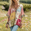 Bluse Mit Farbblock-Blumenmuster