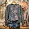 Vintage-Sweatshirt Mit Blumendruck