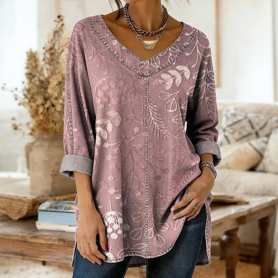 Lässiges T-Shirt Mit Blumendruck
