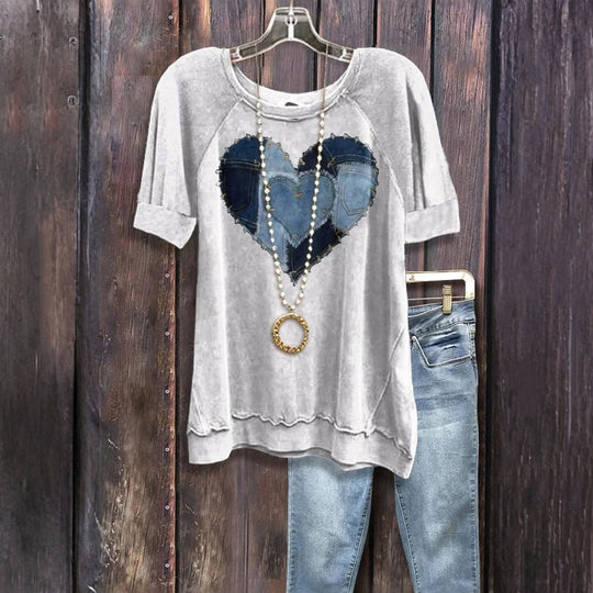 Lässiges T-Shirt Mit Blattdruck