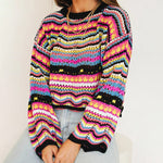 Bunt Gestreifter Strickpullover