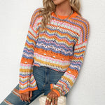 Bunt Gestreifter Strickpullover