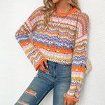 Bunt Gestreifter Strickpullover