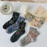 Vintage Blumen-Jacquard-Socken