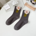 Lässige Blumen-Jacquard-Socken