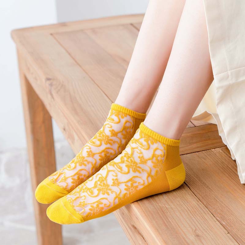 Atmungsaktive Florale Jacquard-Socken