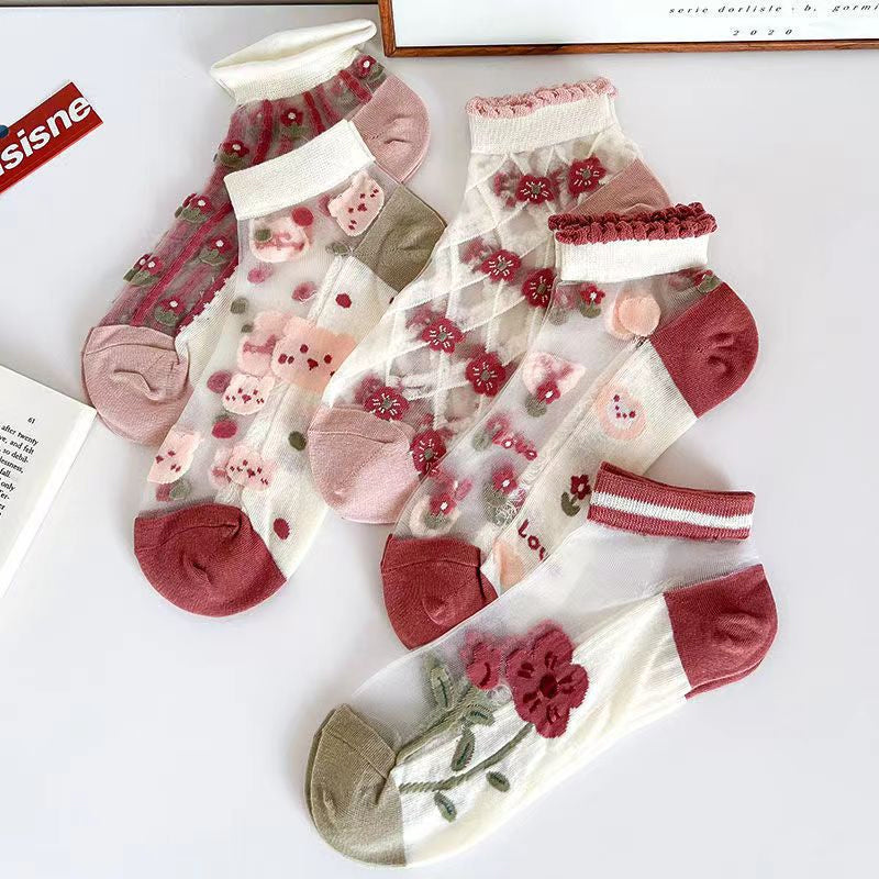 Packung Mit 5 Paar Blumensocken