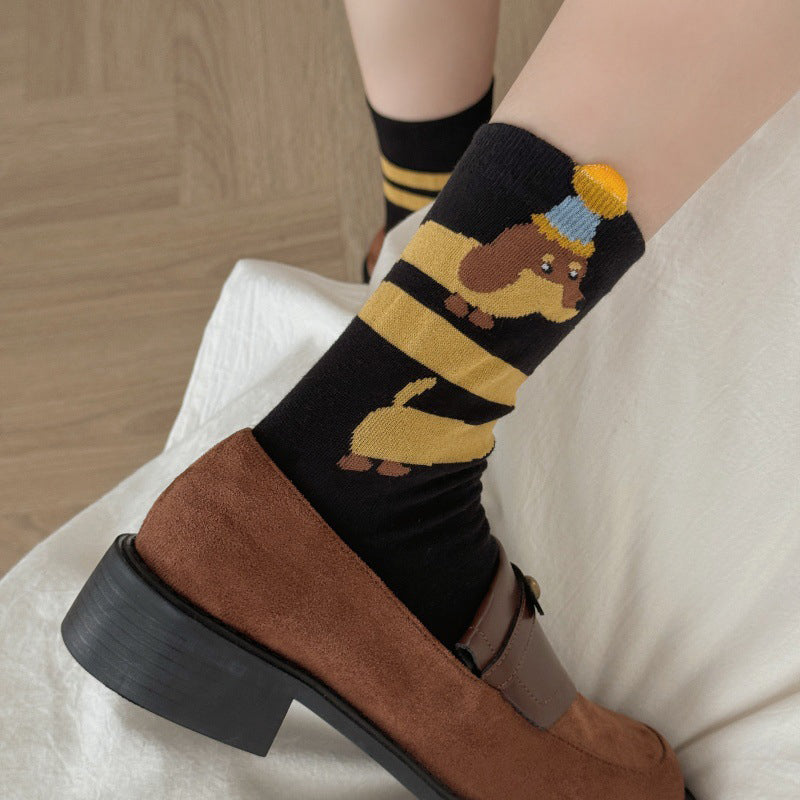 Lässige Socken Mit Cartoon-Hund