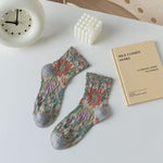 Vintage Blumen-Jacquard-Socken