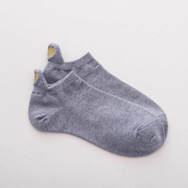 Lässige Socken Mit Herz-Stickerei