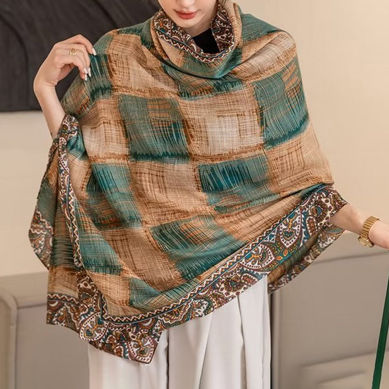Vintage Ethnisch Karierter Schal