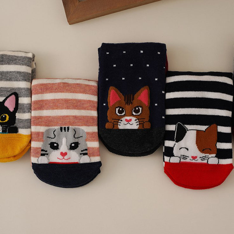 Socken Mit Cartoon-Katzen-Muster