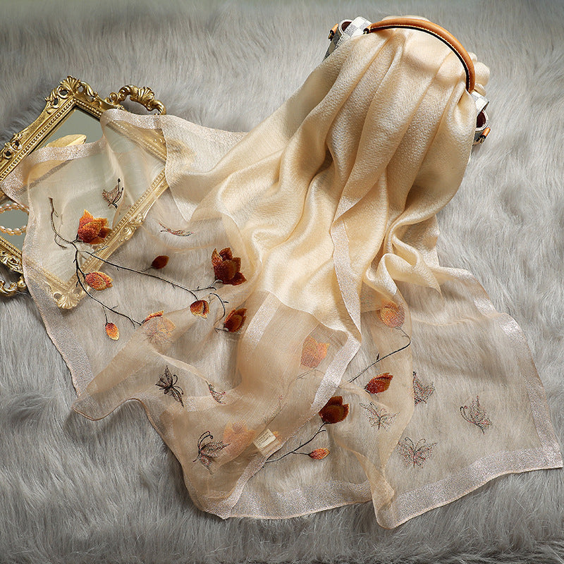 Vintage-Schal Mit Blumenstickerei