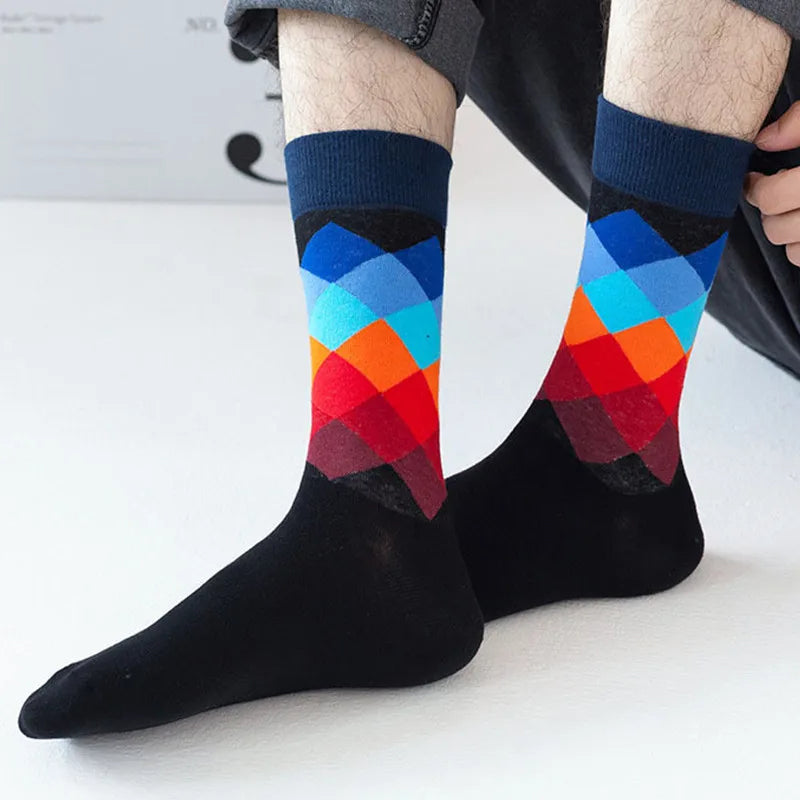 Bunt Karierte Freizeitsocken