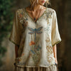 Vintage-Bluse Mit Blumendruck