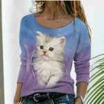 T-Shirt Mit Süßem Katzendruck
